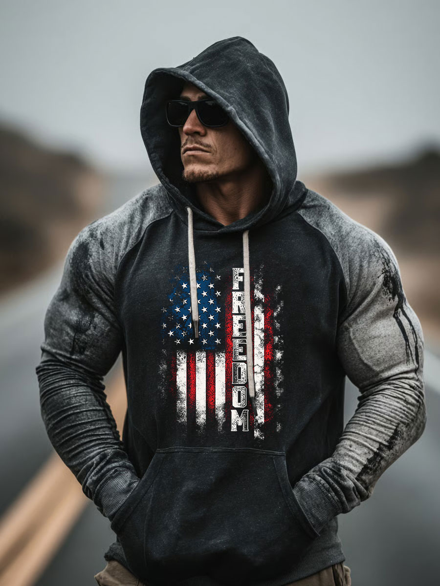 Men's Freedom Printed Casual Hoodie