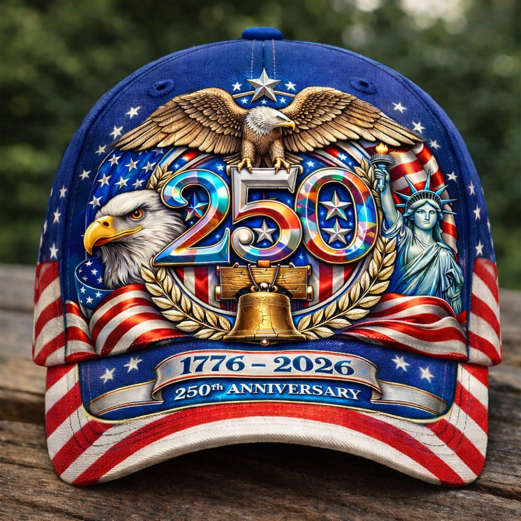 Commemorative 250th Anniversary of America Hat – Patriotic Eagle, Liberty Bell & Statue of Liberty Embroidered Cap (1776-2026)