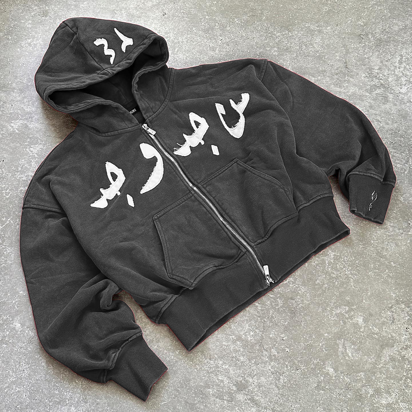 Vintage Applique Double Zip Hoodie