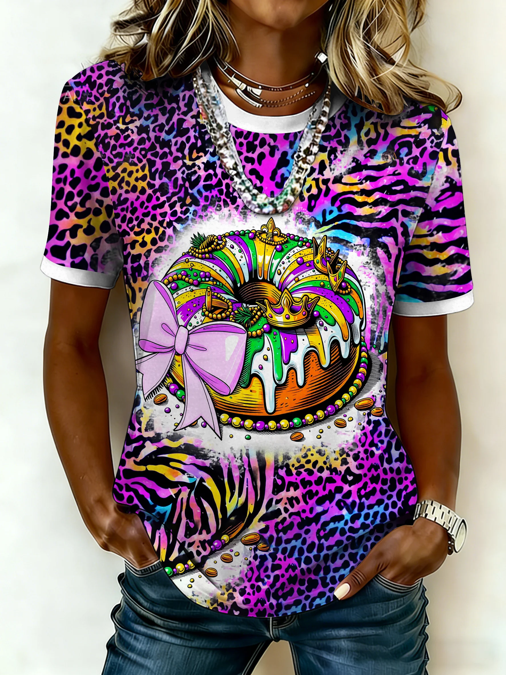 Women's Casual Mardi Gras  T-shirt