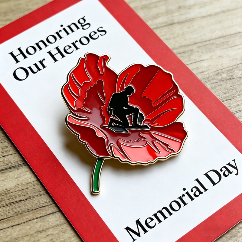 Unisex US Memorial Day Poppy Exquisite Brooch