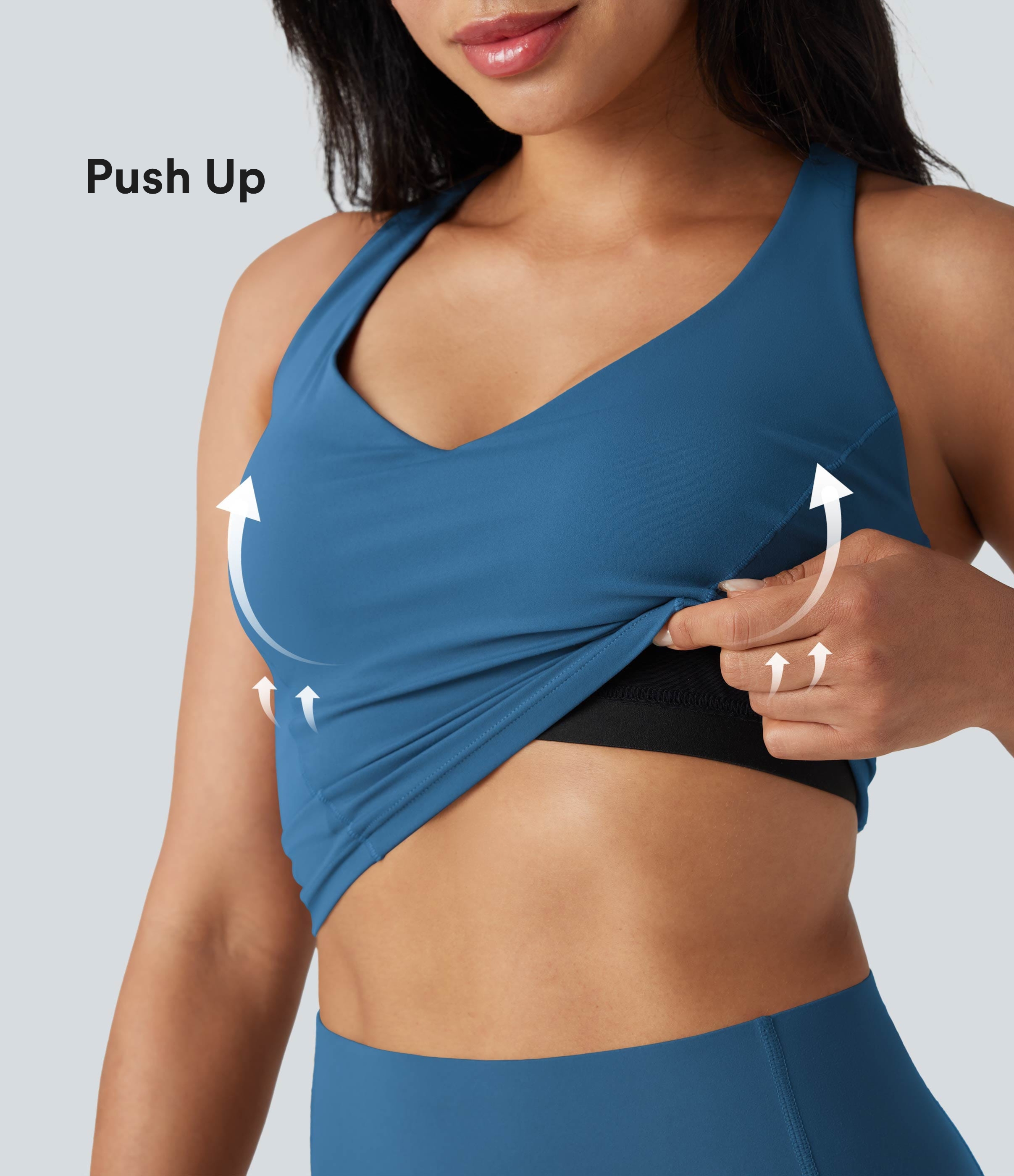 Halara UltraSculpt™ Deep V-neck Push-Up Crisscross Back 2-in-1 Yoga Tank Top