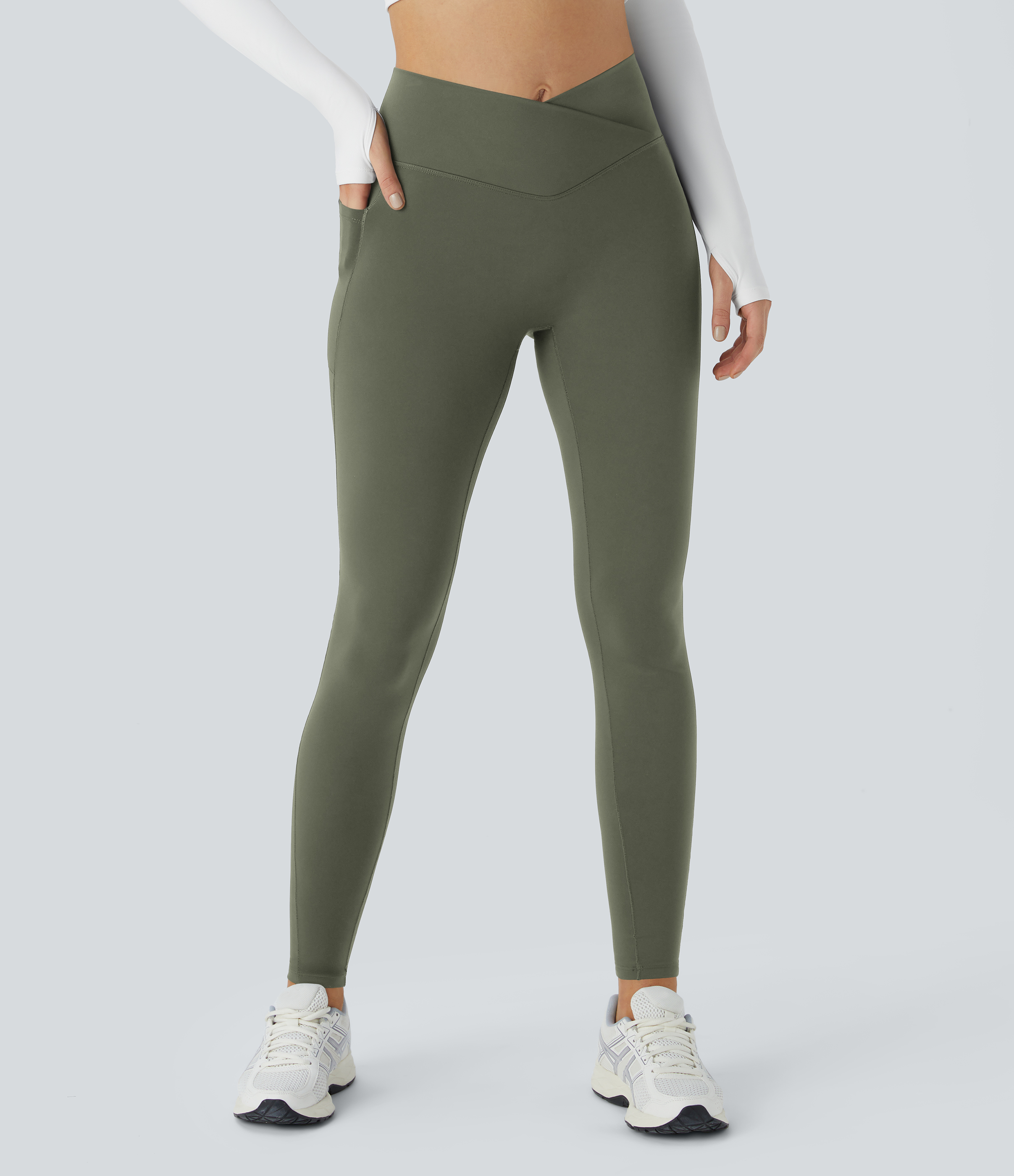 Patitoff™ Pet Hair Resistant Thermal Crossover Pocket Casual Leggings