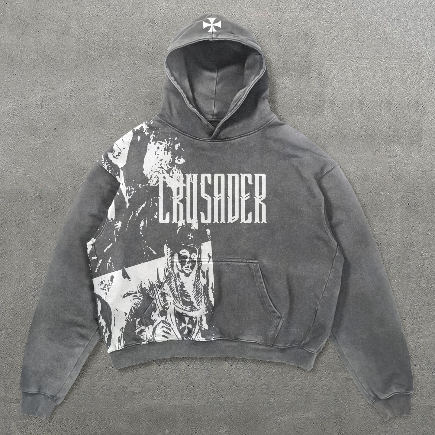 Crusader Letters Print Long Sleeve Hoodies