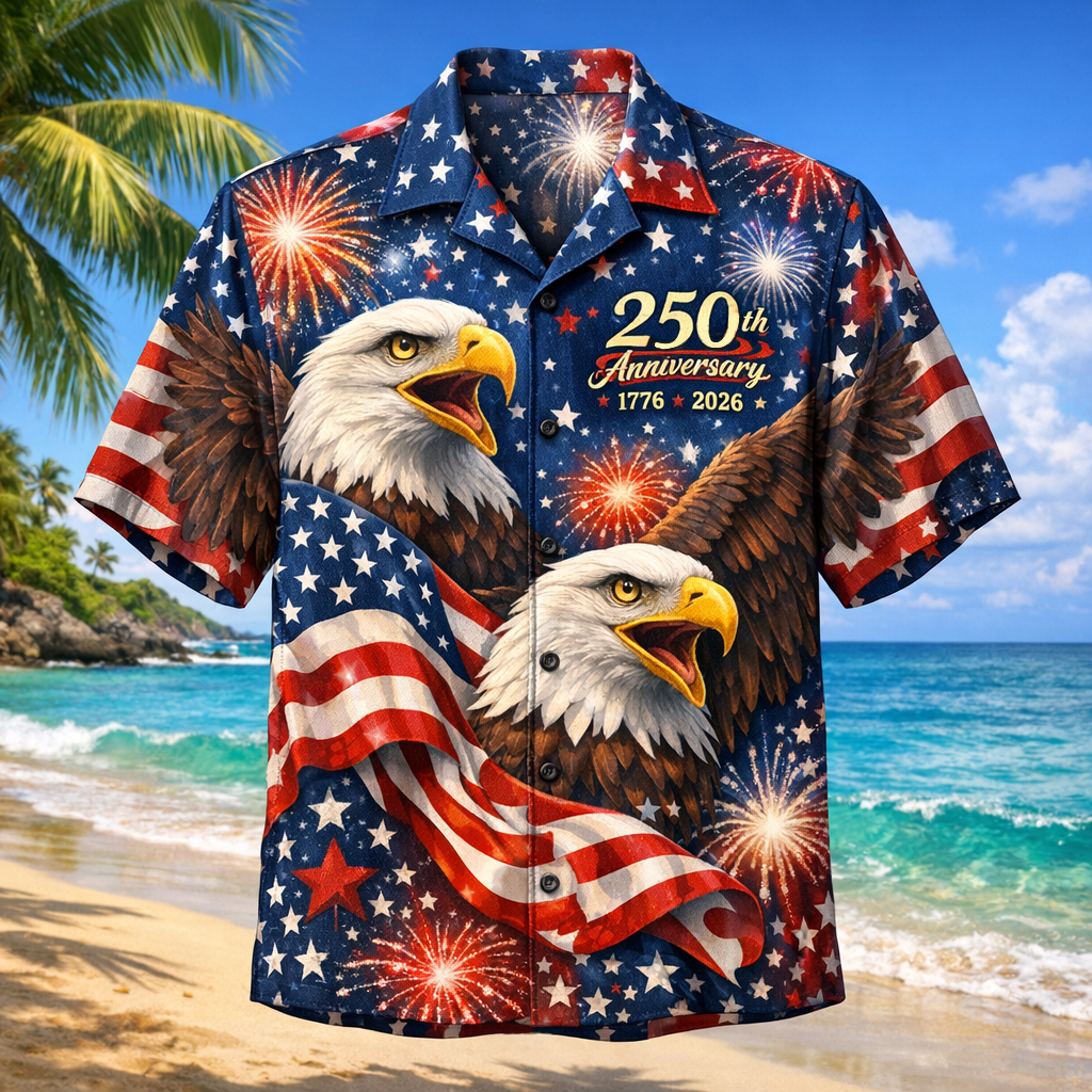 US 250th Anniversary Art Print Hawaiian Shirt