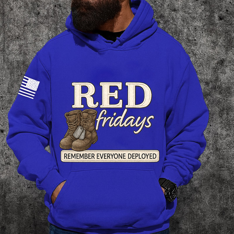 US Red Friday Printed Casual Men's Hooded Sweatshirt