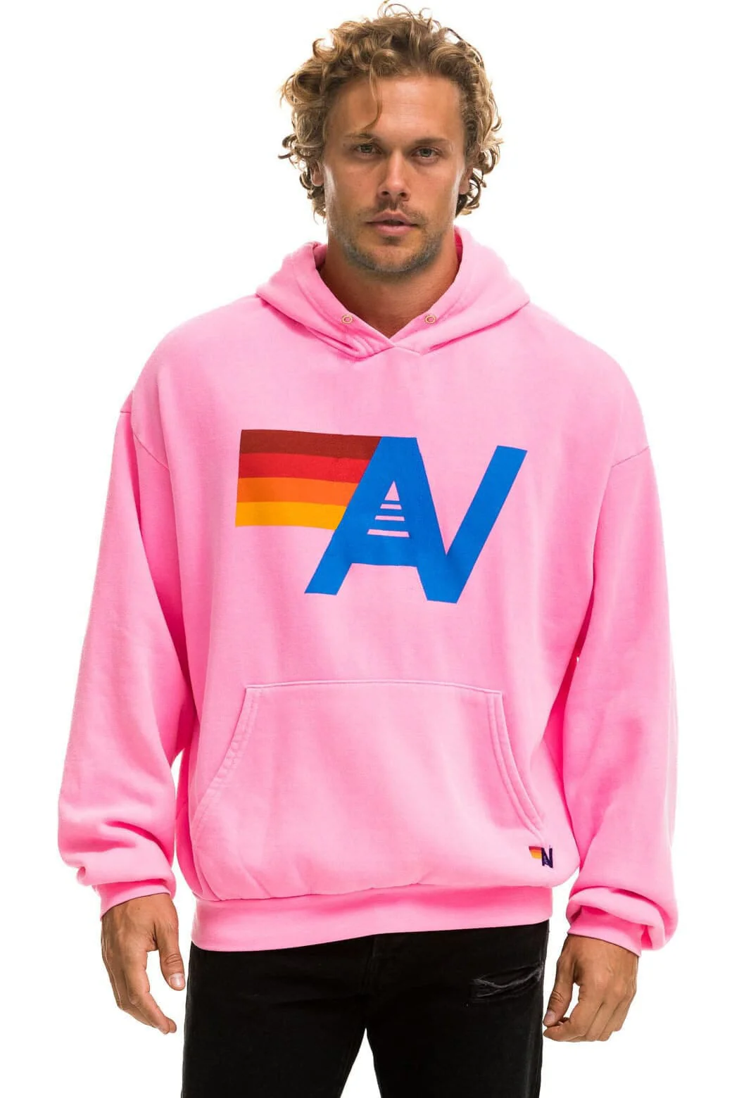 LOGO PULLOVER RELAXED HOODIE - NEON PINK