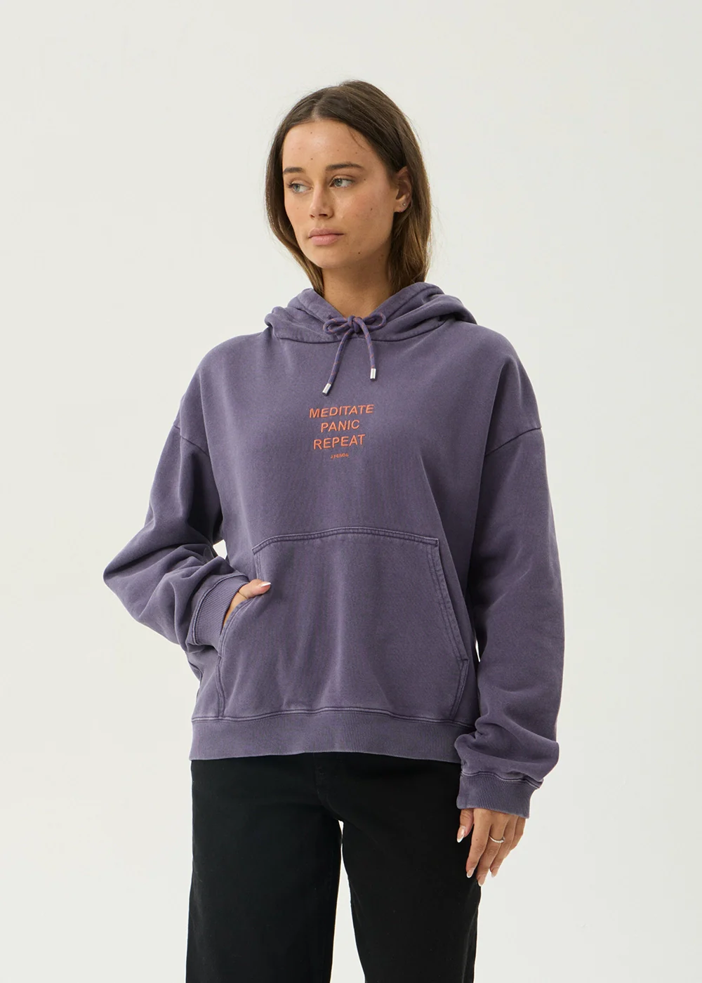 AFENDS Womens Loop State - Pull On Hood - Vintage Aubergine