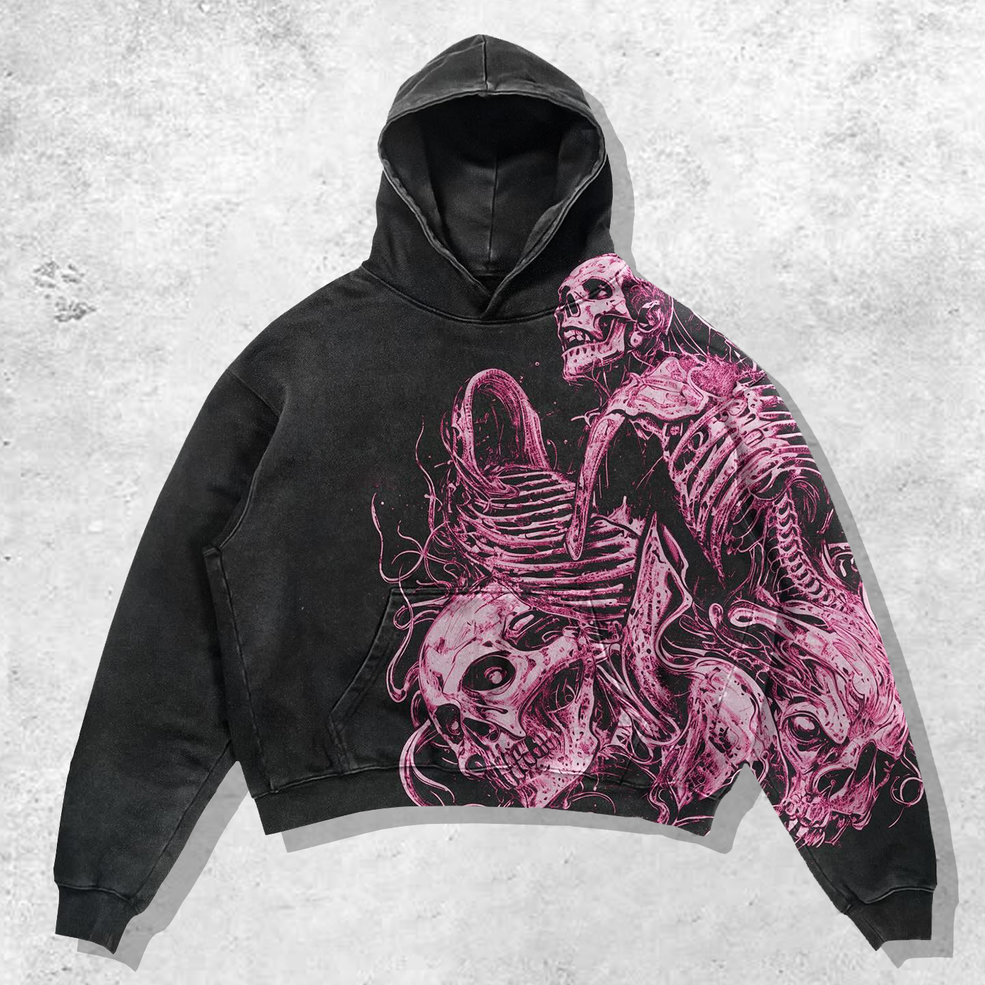 Skull digital print hoodie