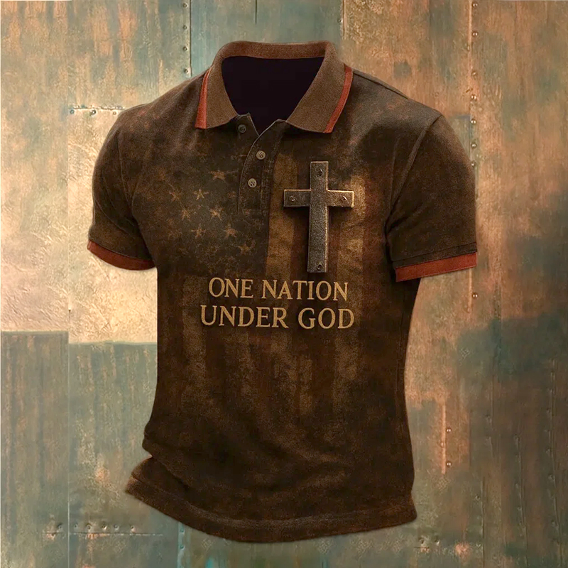 US Faith Print Casual Polo T-shirt