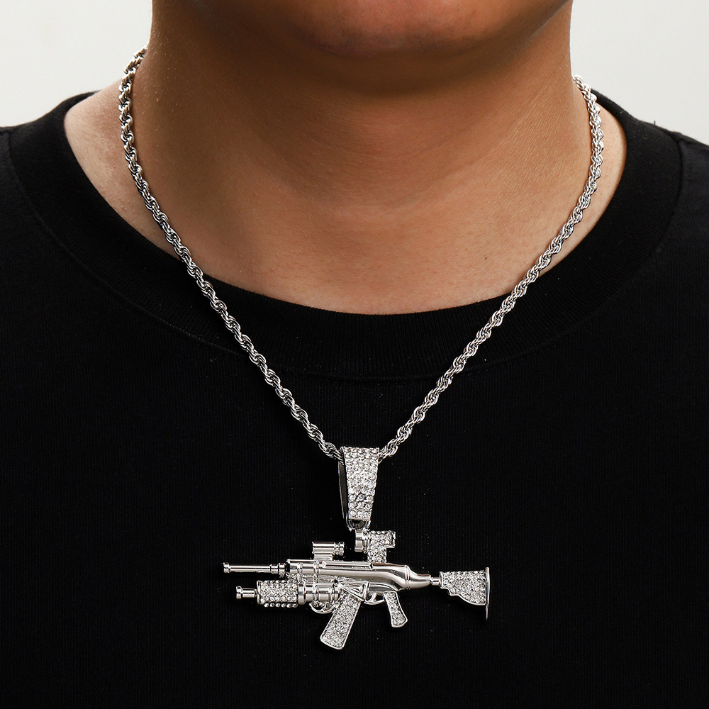 Gun style simulation AK weapon men's necklace