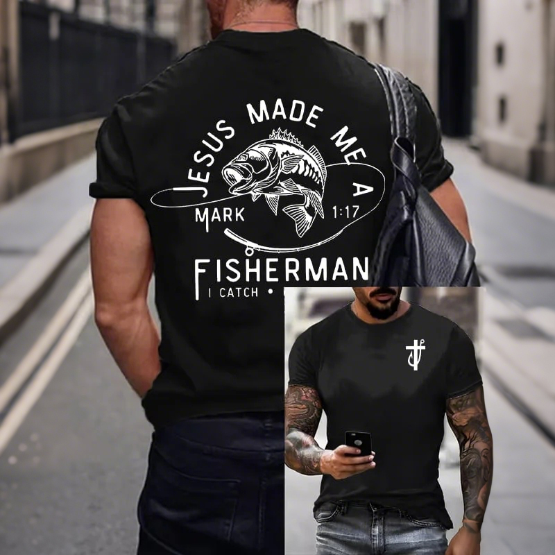 Men'S  fishing Casual Faith Short-Sleeved T-Shirt