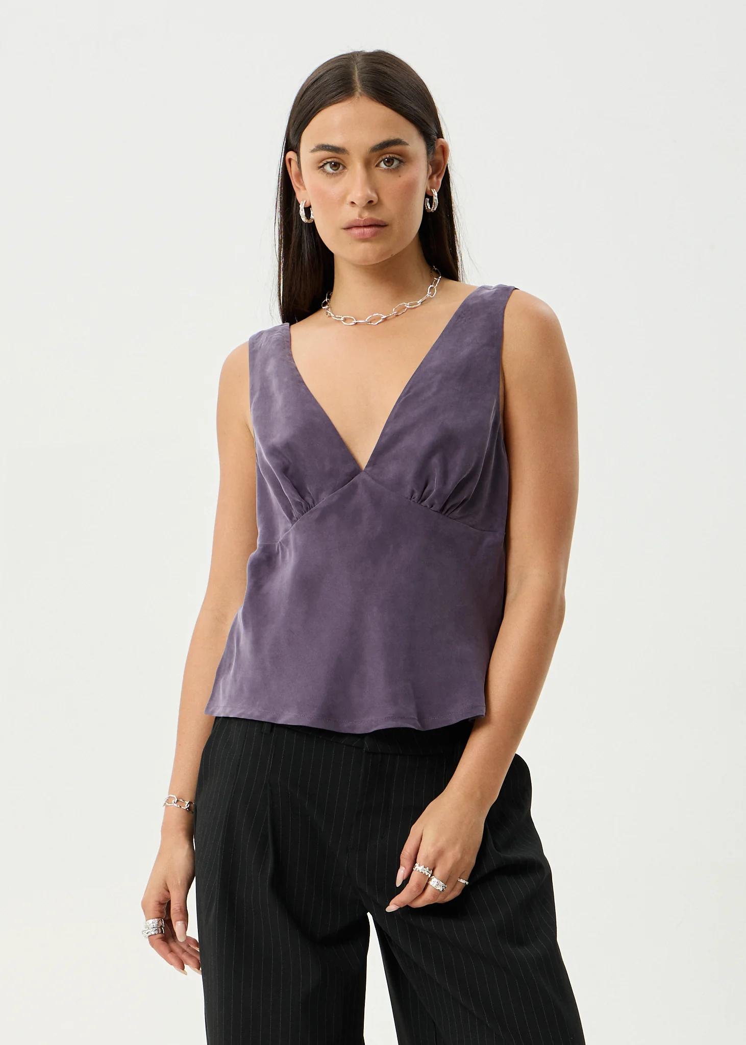 AFENDS Womens Giselle - Cupro Sleeveless Top - Aubergine