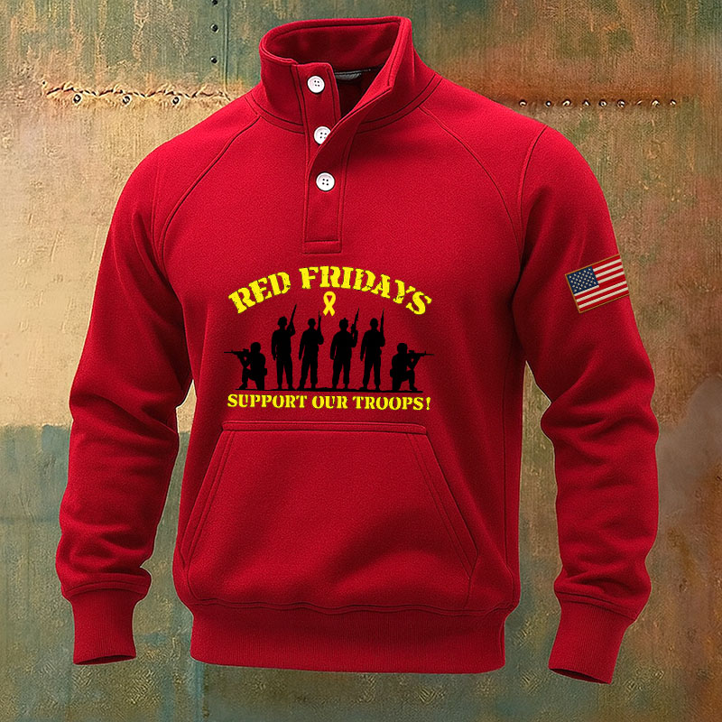 Red Friday Print Casual Men's Sweatshirt