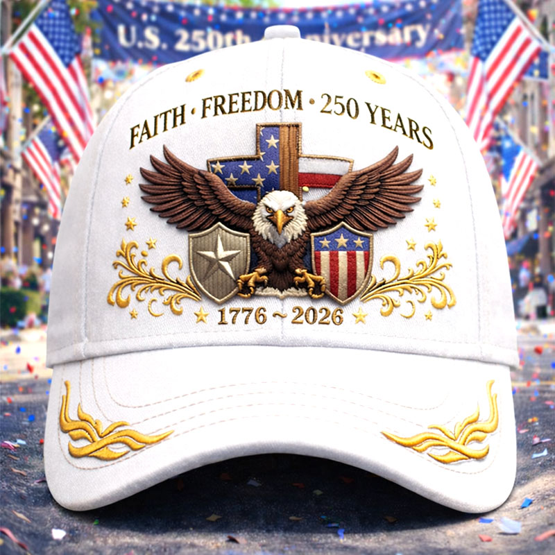 Eagle & Liberty & Cross United States 250th Anniversary Art  Print Casual Hat