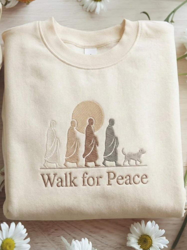 Walk For Peace Monks With Aloka Dog Comfy Sweatshirt