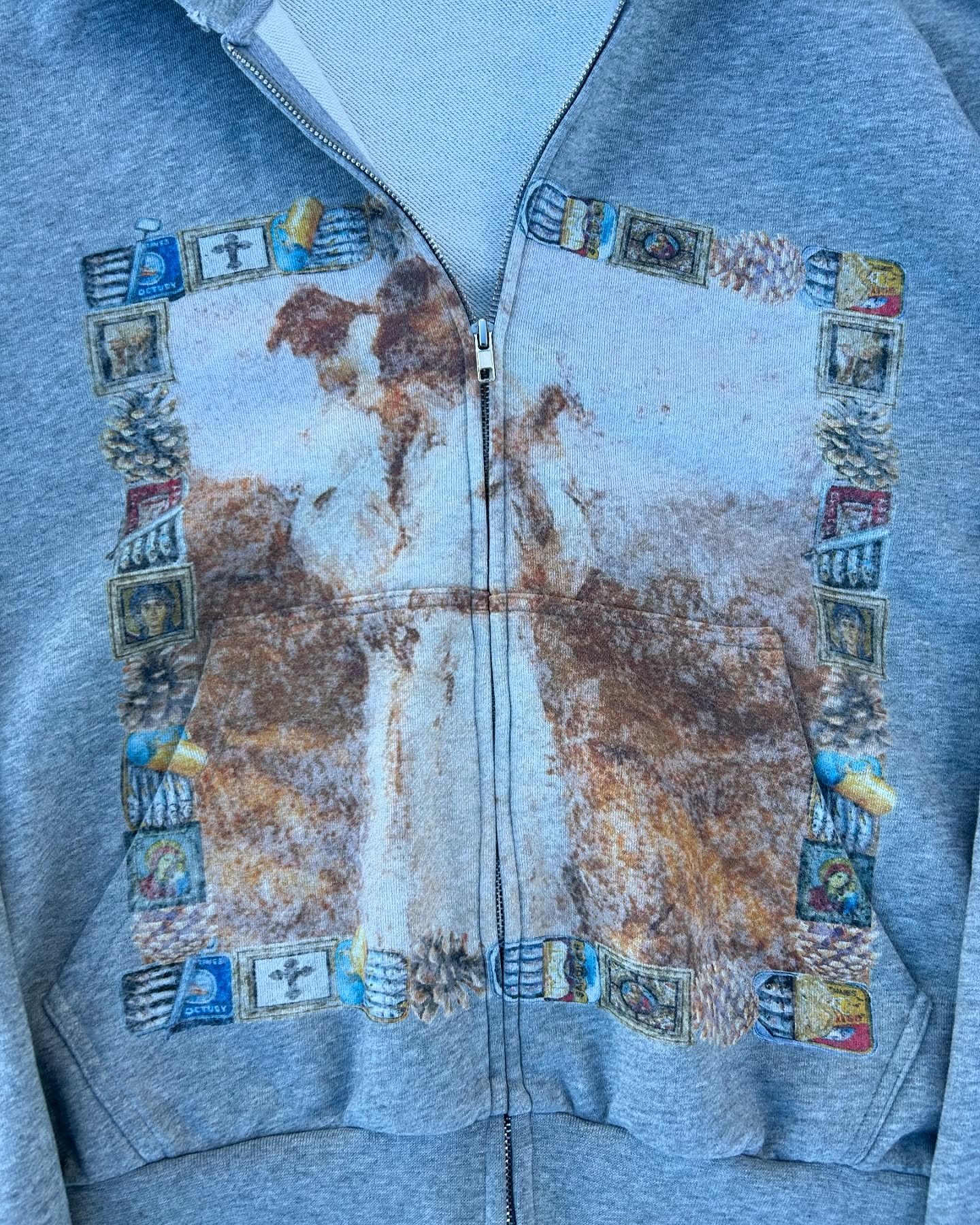 Jesus Printed Vintage Zip Up Hoodie