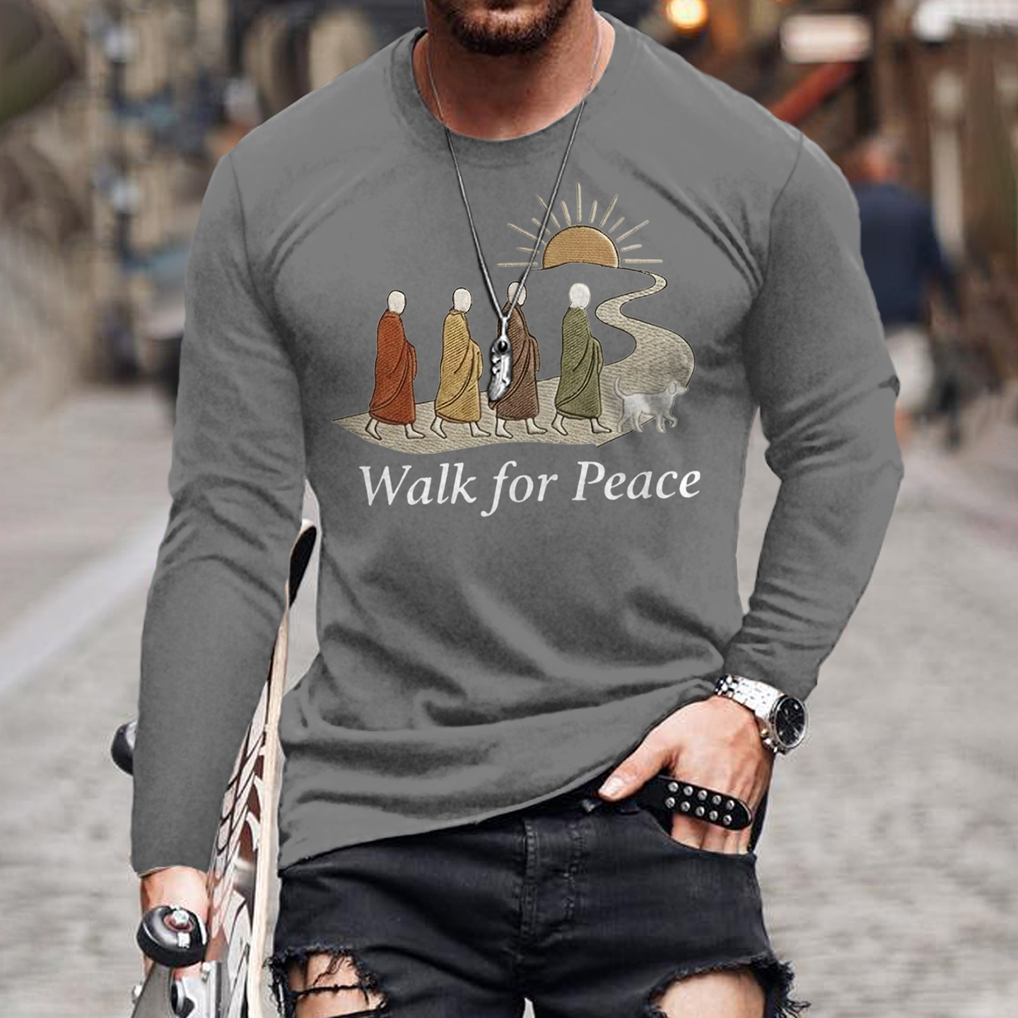 Men's Walk For Peace Printed  T-shirt