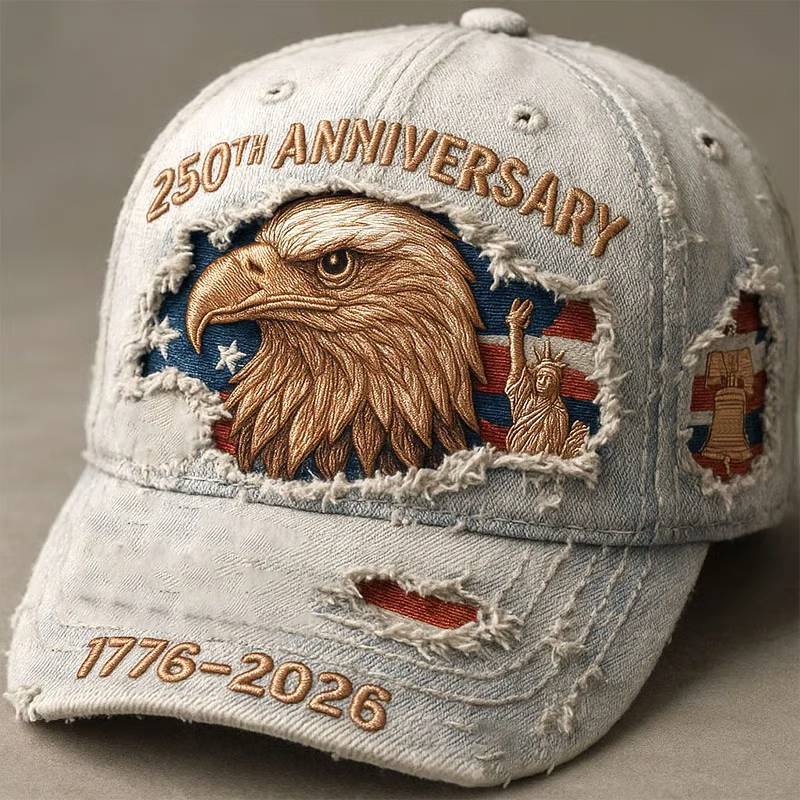 Unisex casual hat with a 250th anniversary of the United States commemorative print.