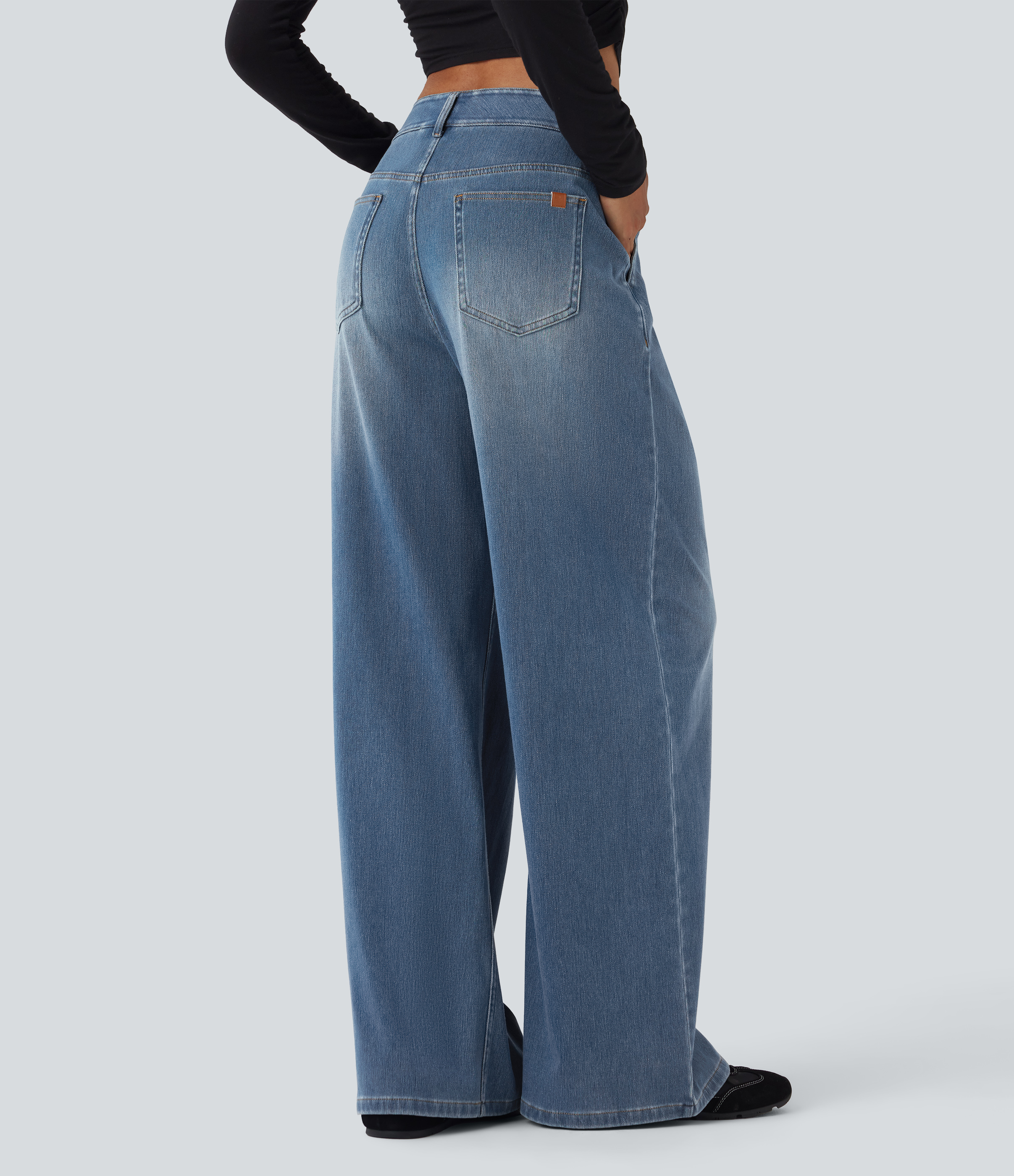 Halara Flex™ Mid Rise Wide Leg Casual Jeans with Pockets