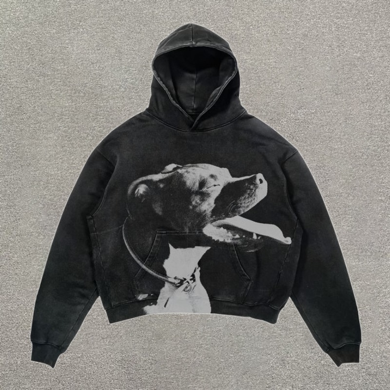 Retro Street Dog Print  Hoodie