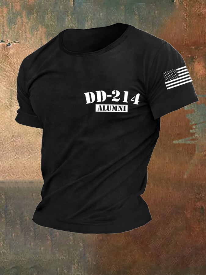 Men's retro DD-214 retired military pure cotton printed T-shirt