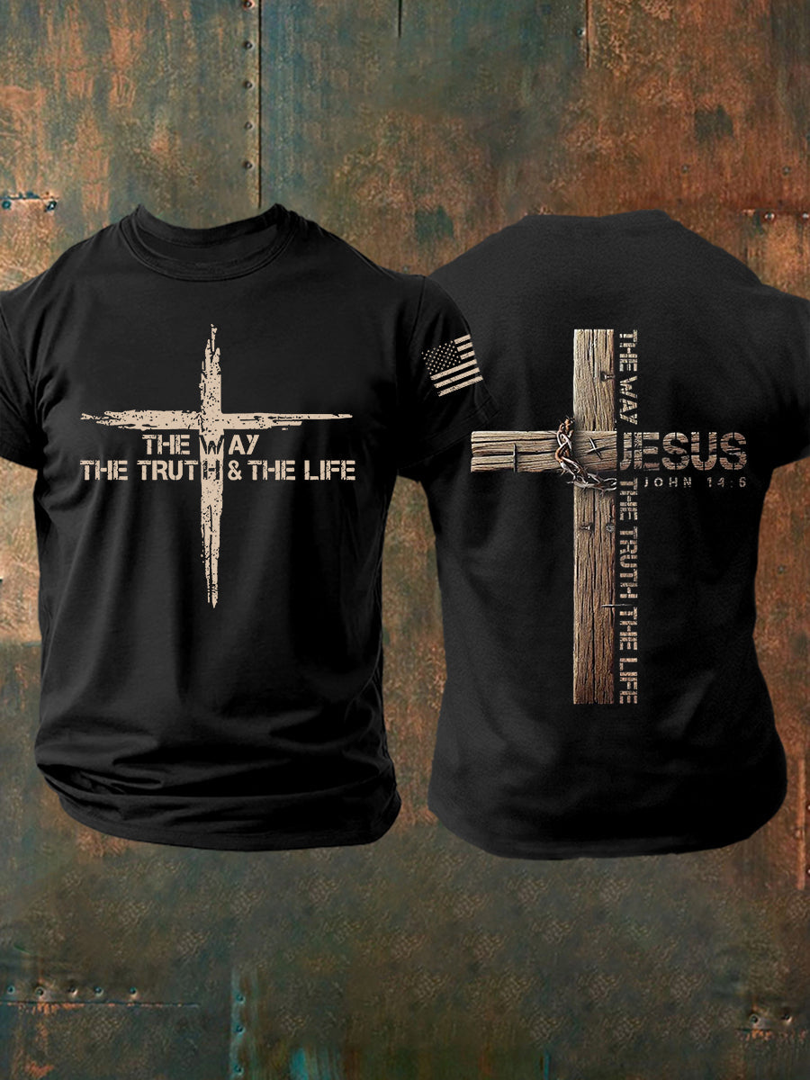 Men's The Way The Truth The Life Cross Short-sleeved T-shirt
