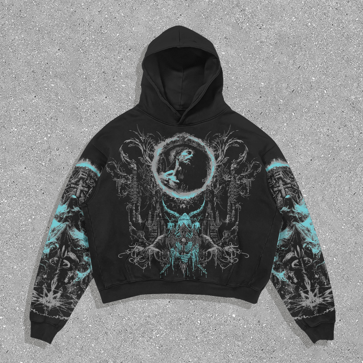 Vintage Jesus Print Long Sleeve Hoodie