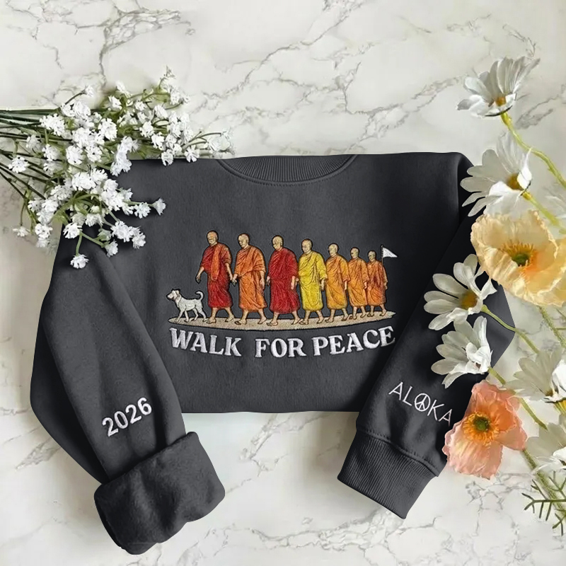 Embroidered Walk For Peace Monk Women's Sweatshirt