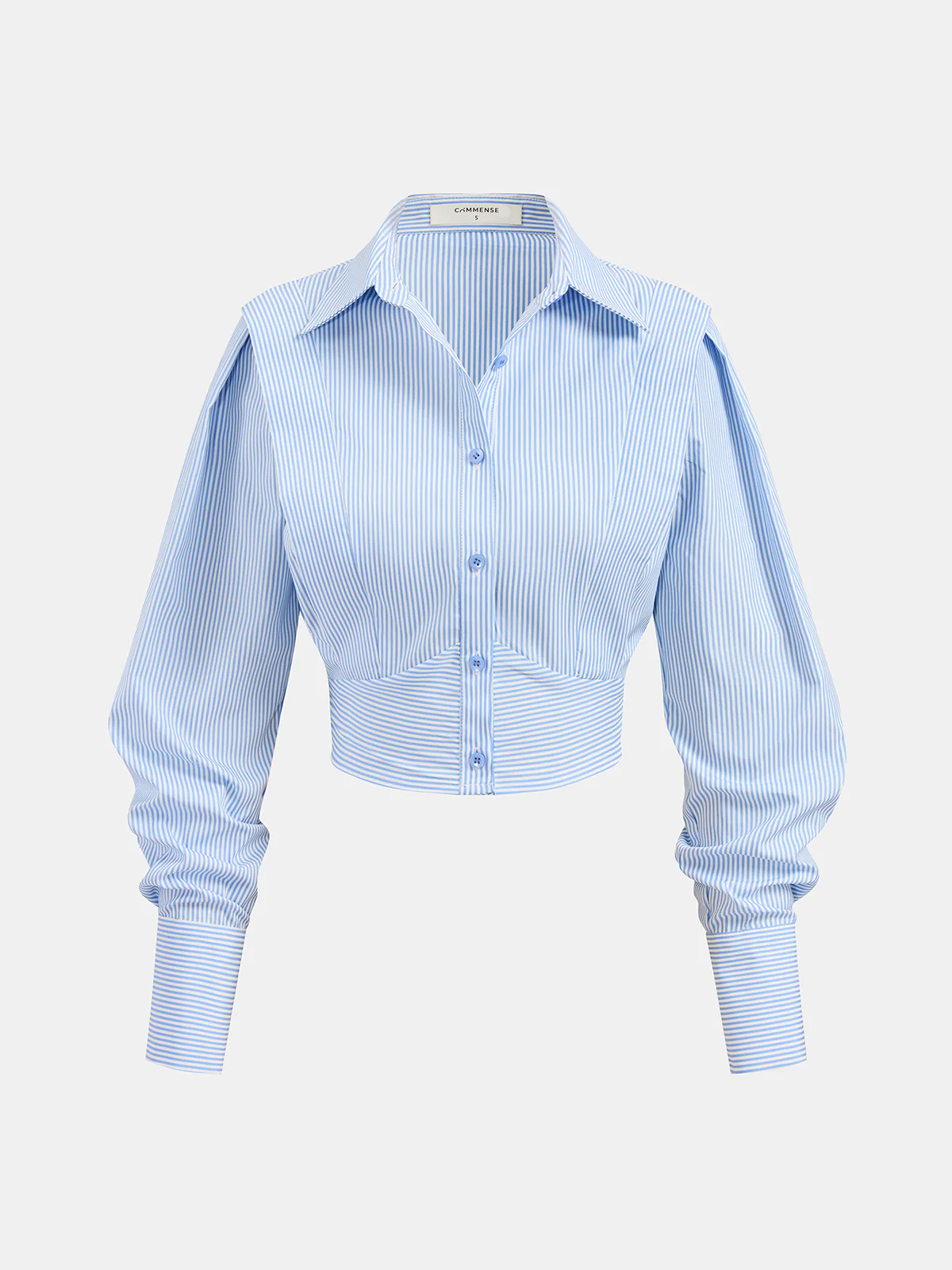 Striped Cinched Waist Cropped Shirt