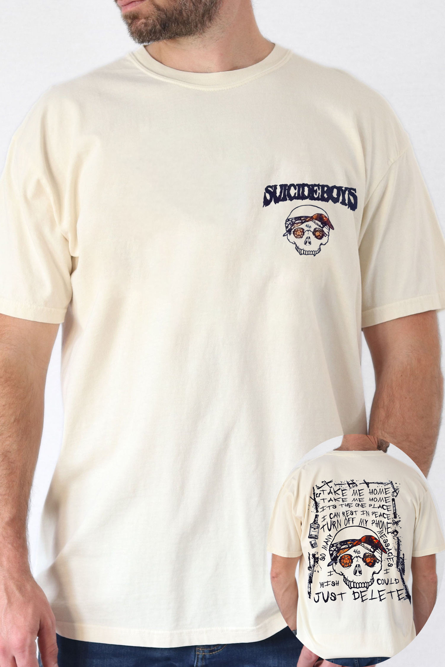 $uicideboy$Double-sided printed men's short-sleeved T-shirt