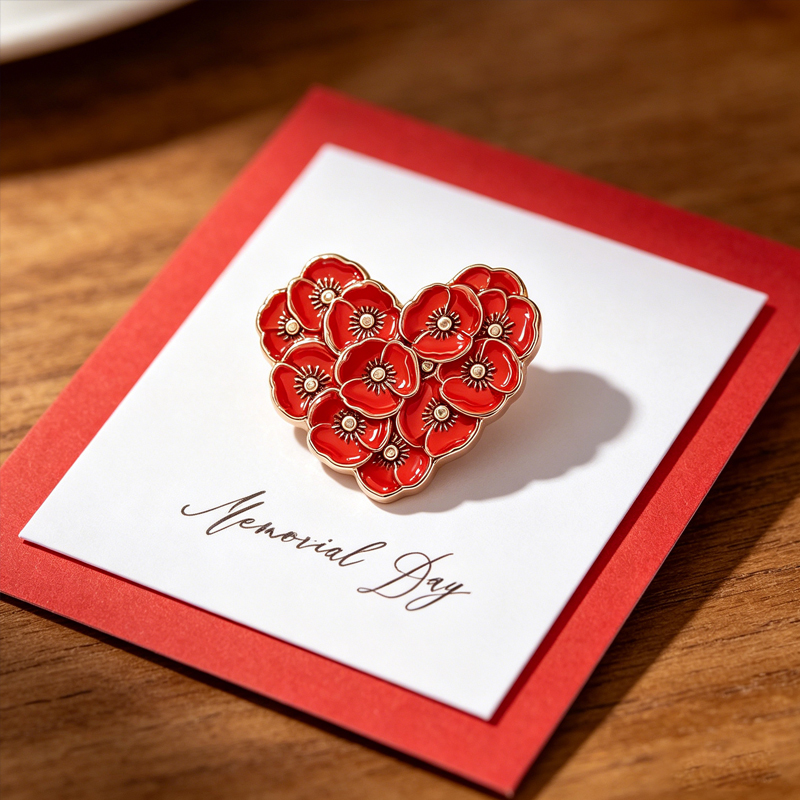 Unisex US Memorial Day Poppy Exquisite Brooch