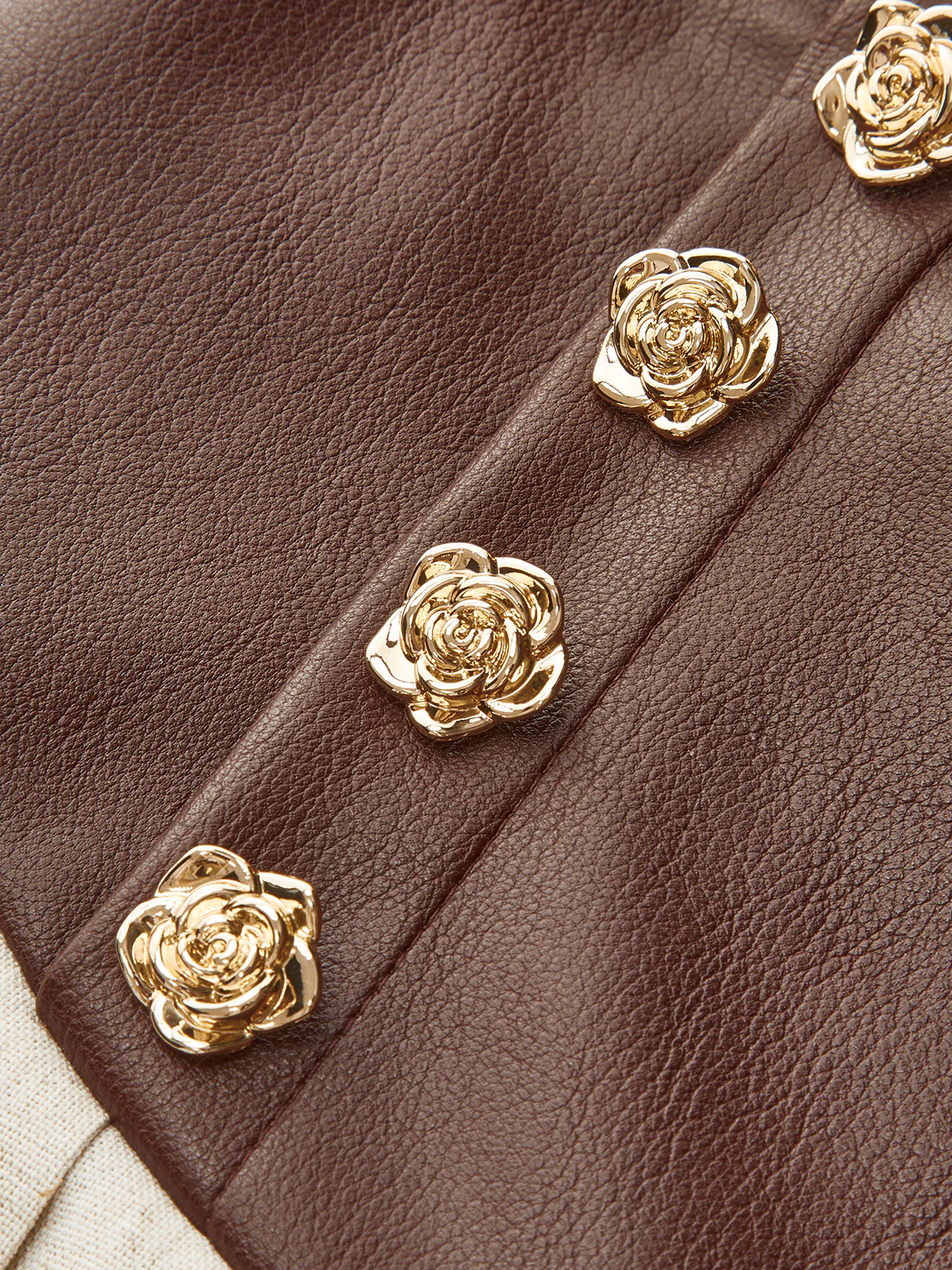 PU Panel Cotton & Linen Pleated Mini Skirt