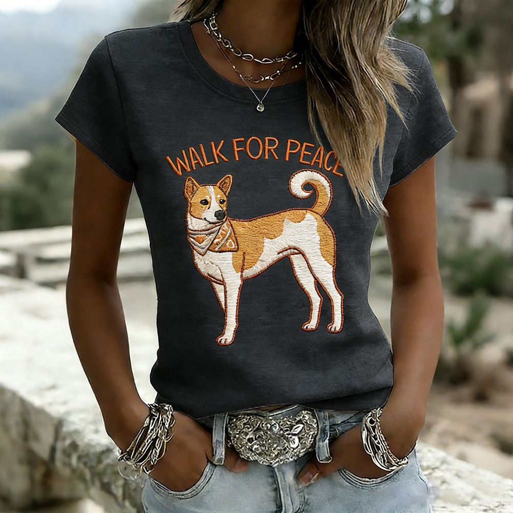Walk For Peace Dog Aloka Dog Short Sleeve T Shirt
