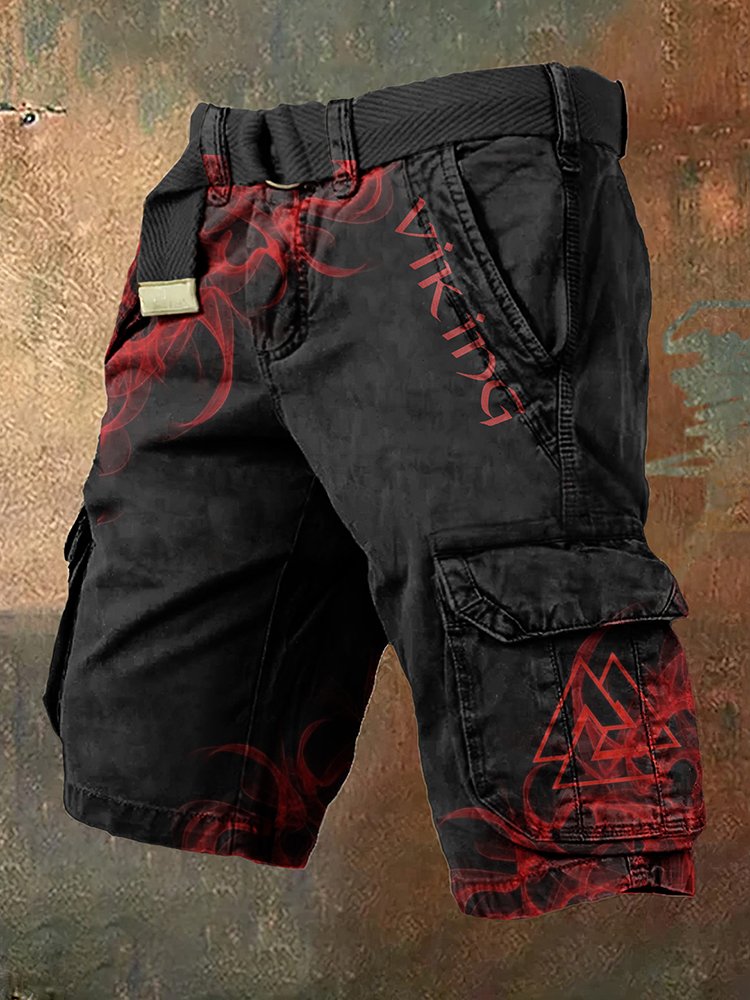 Vintage Flame Totem Viking Art Men'S Work Shorts