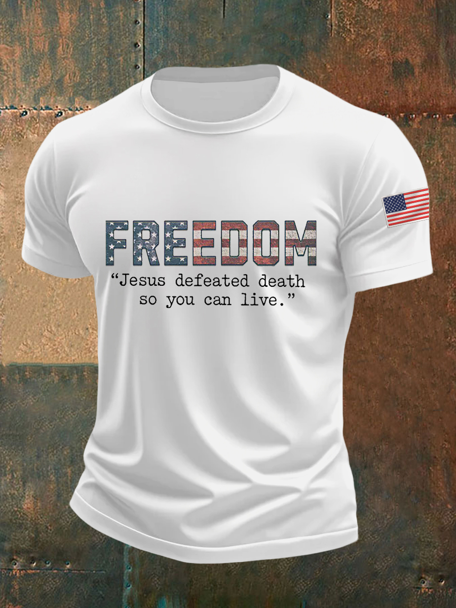 Men's Freedom Turning Point , Jesus Defeated Death So You Can Live R.I.P Charlie Kirk Tee