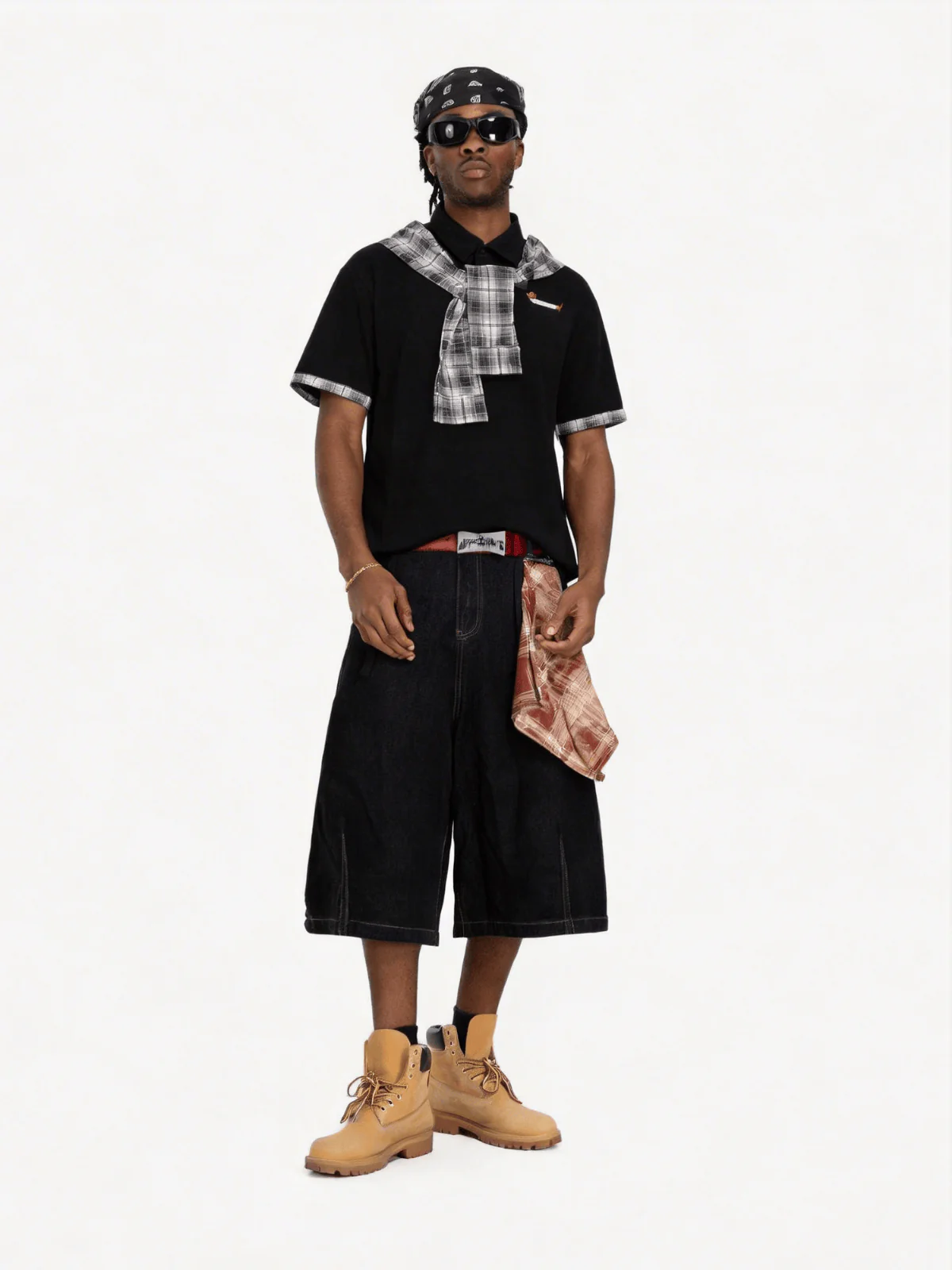 Aelfric Eden Plaid Scarf Layered Tee