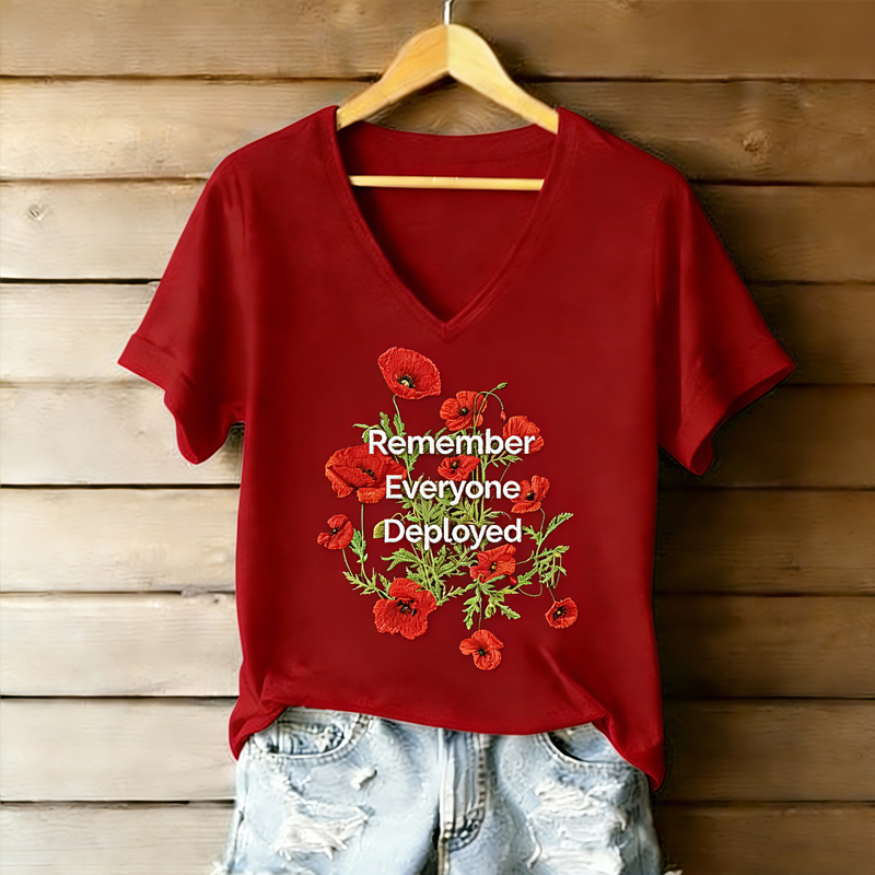 Women's Memorial Day Red Poppy American Memorial T-Shirt
