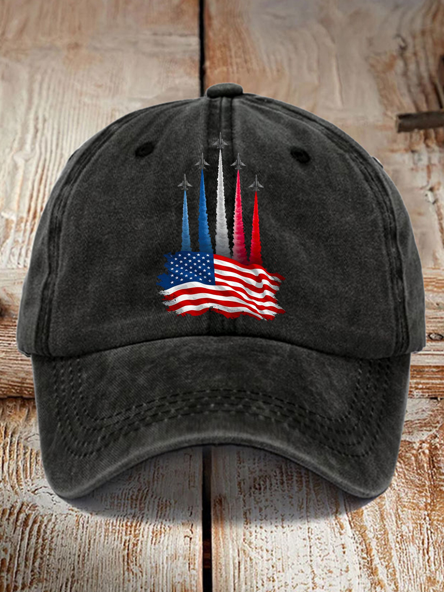 Unisex Independence Day Flag Jet Planes Print Hat
