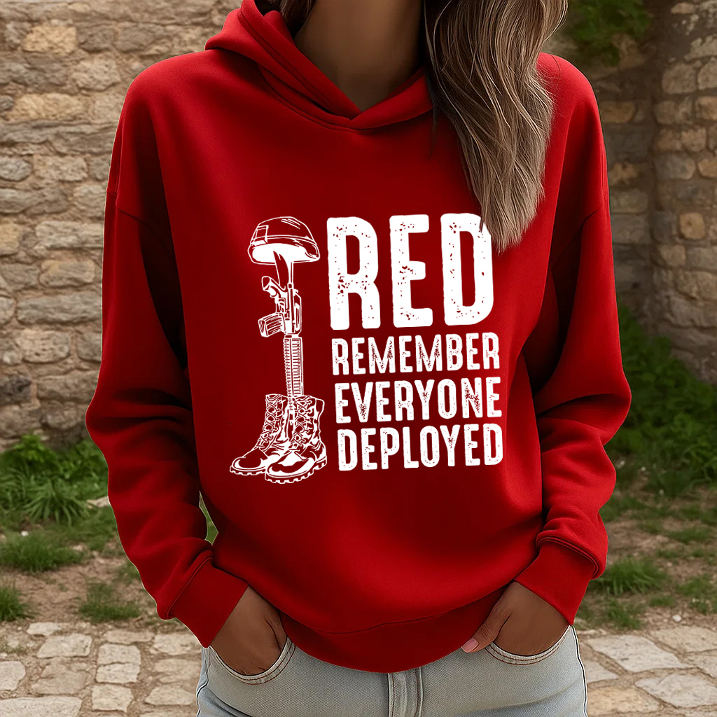 Women's Red Friday Printed Casual Hoodie