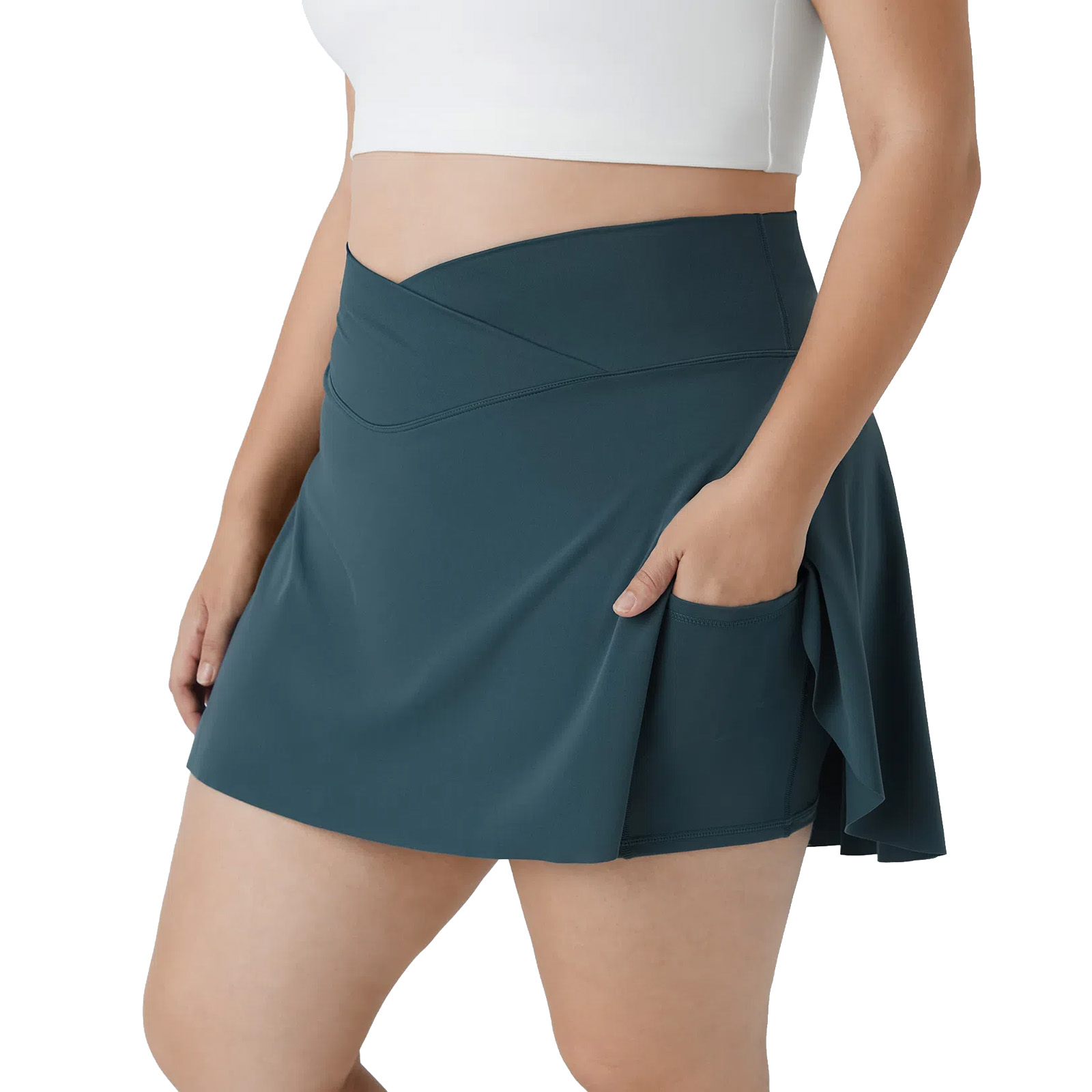 Everyday SoftlyZero™ Airy Crossover Pocket 2-in-1 Cool Touch Tennis Plus Size Skirt-Lucid-UPF50+
