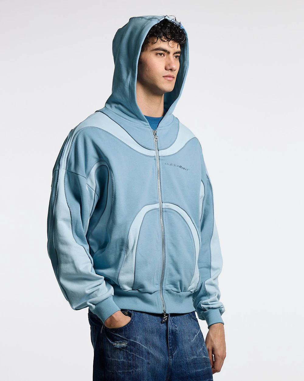 TAKE OFF ZIP HOODIE LIGHT BLUE