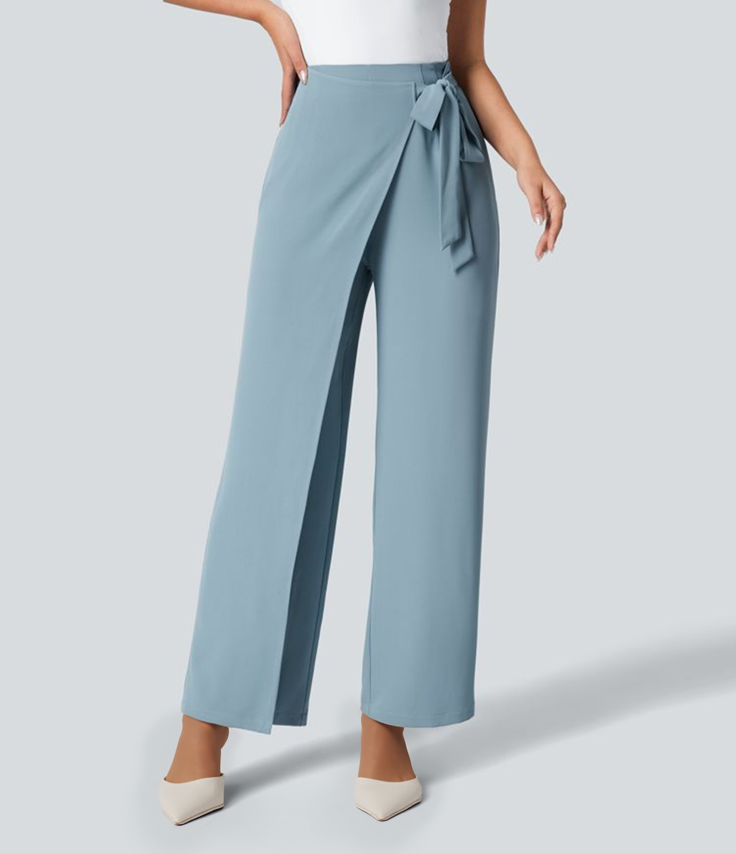 Halara Flex™ High Waisted Tie Side Wide Leg Work Pants