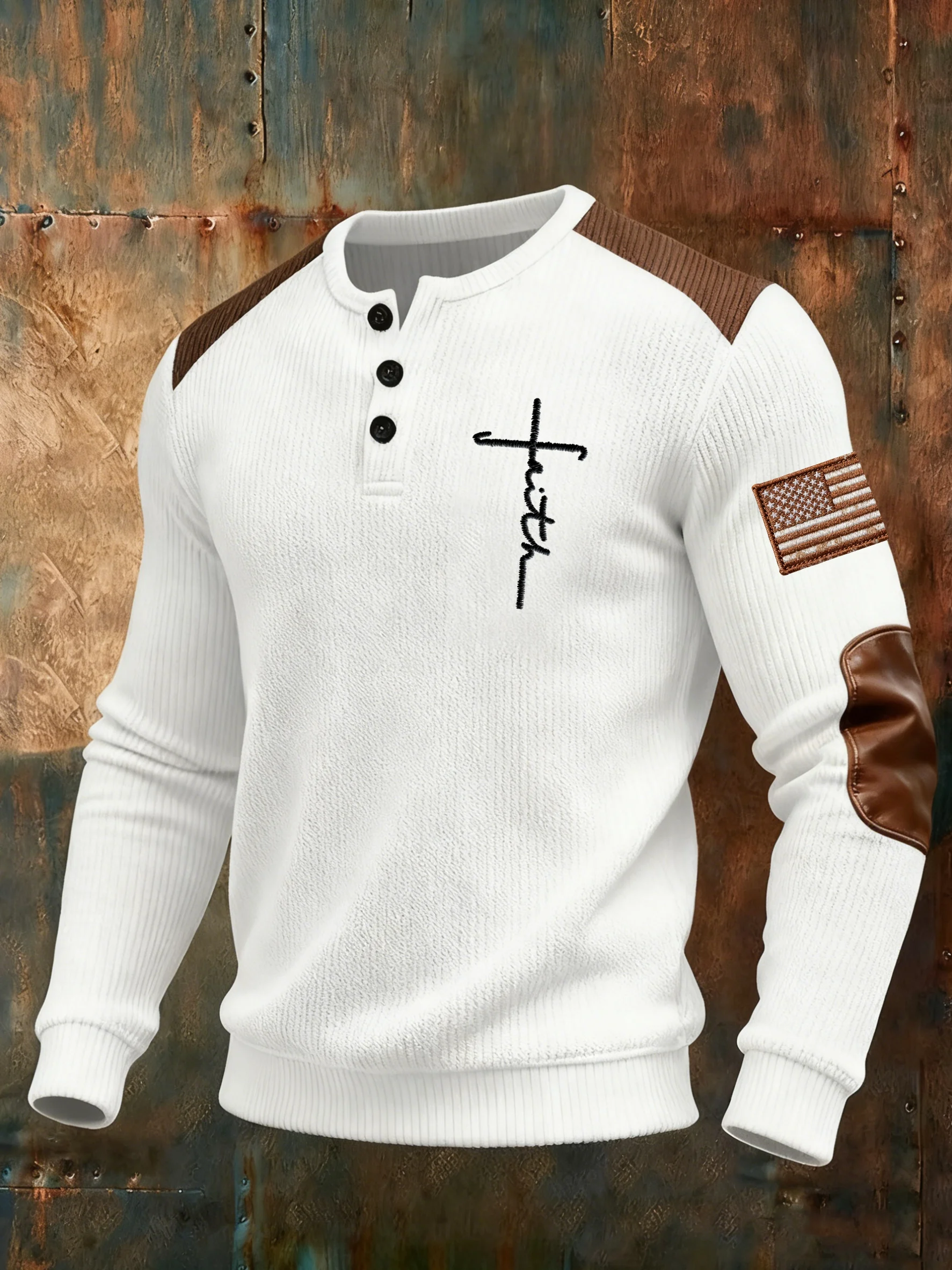 Men's Retro Western Faith Cross Print Top-Fast Shipping