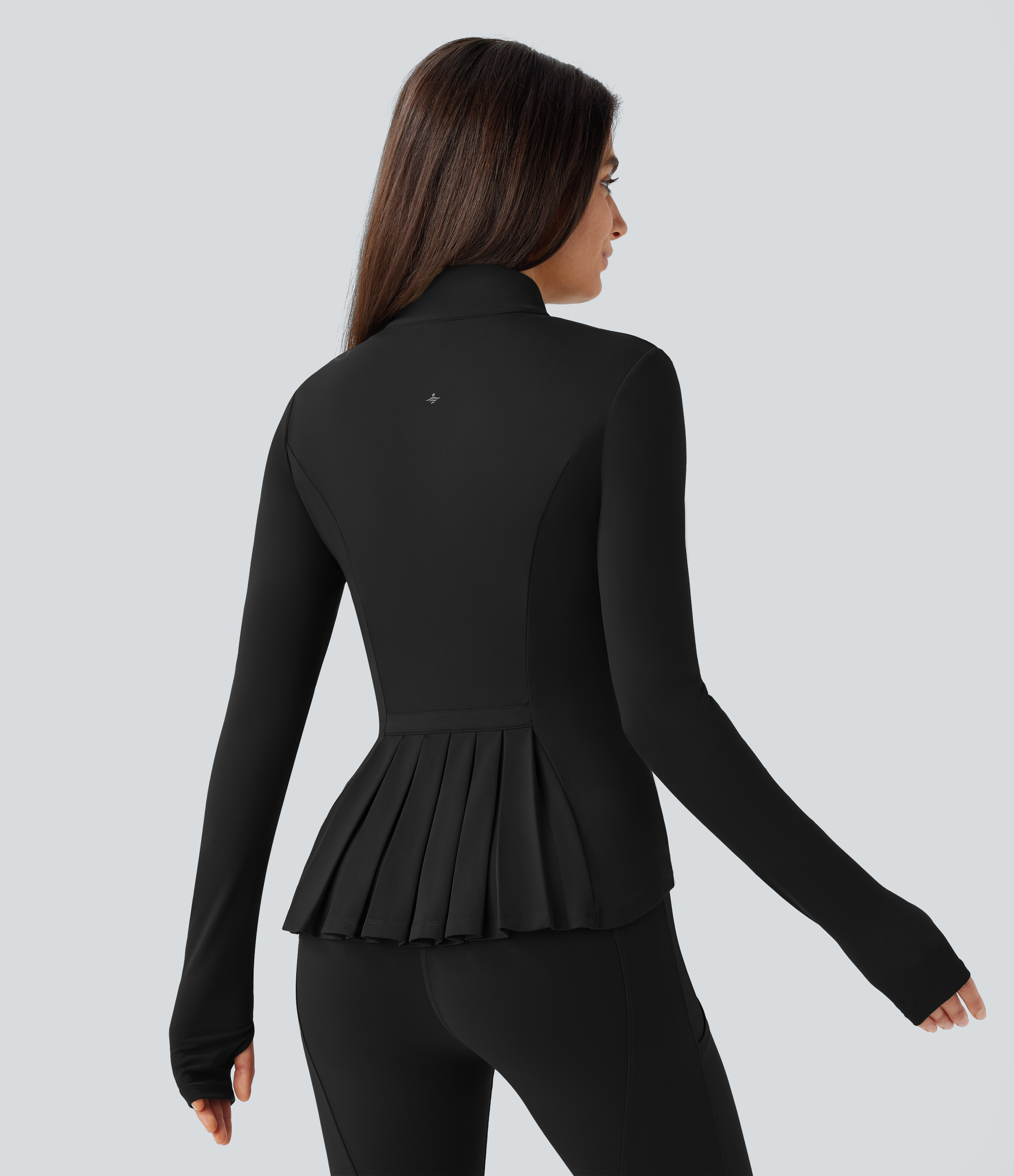 SoftlyZero™ Stand Collar Thumb Hole Pockets Pleated Zipper Slim Jacket-UPF50+