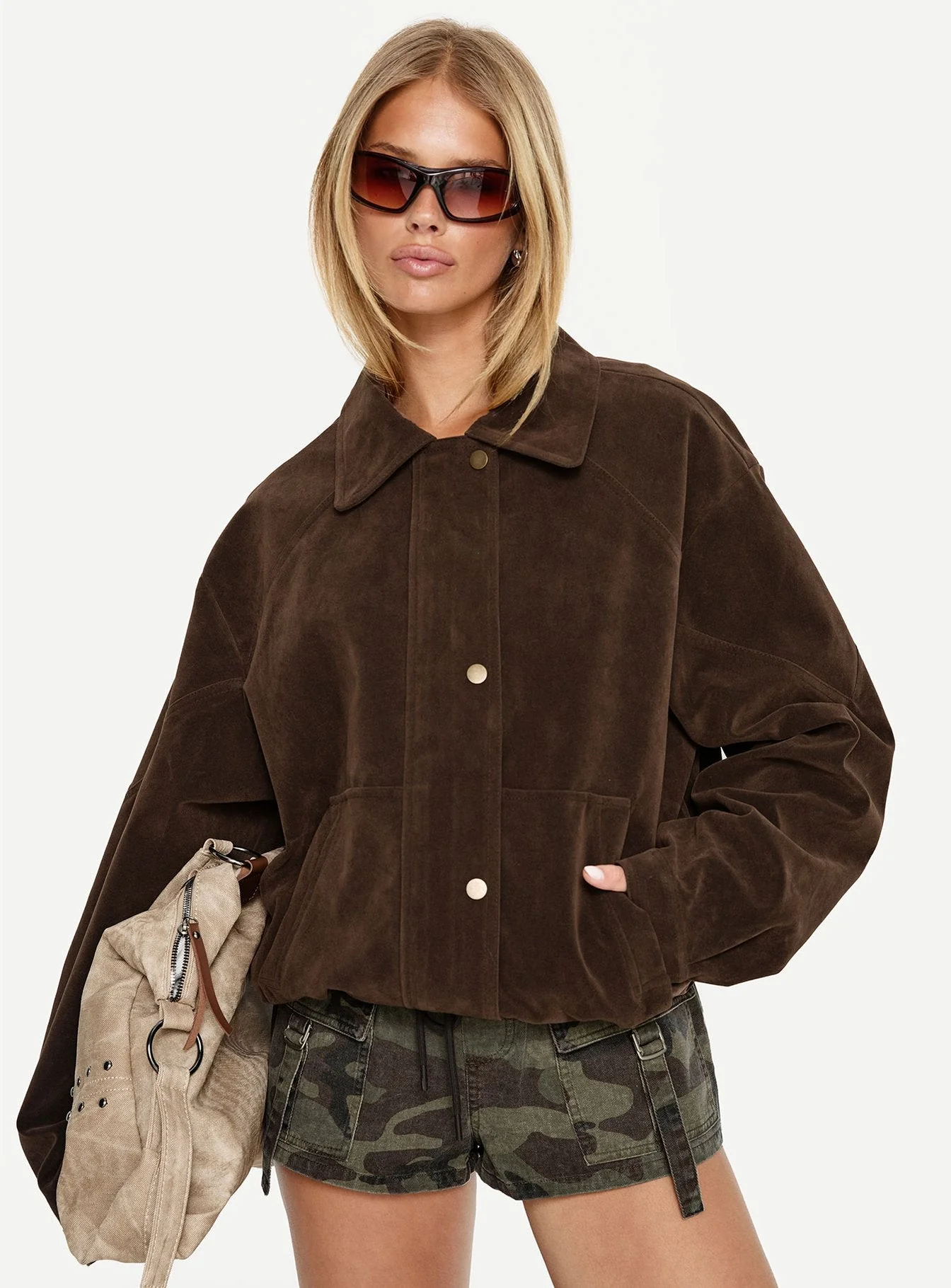 Jaxton Faux Suede Jacket Chocolate