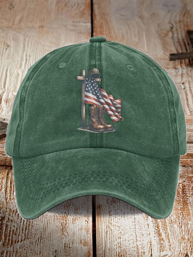 Unisex  Veteran's Faith Flag Print Baseball Cap