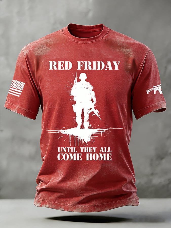 Men's Red Friday Print Retro T-Shirt