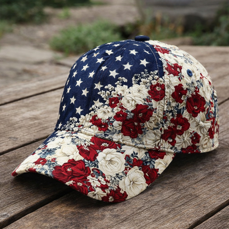 US 250th Anniversary Floral Art Print Casual Hat