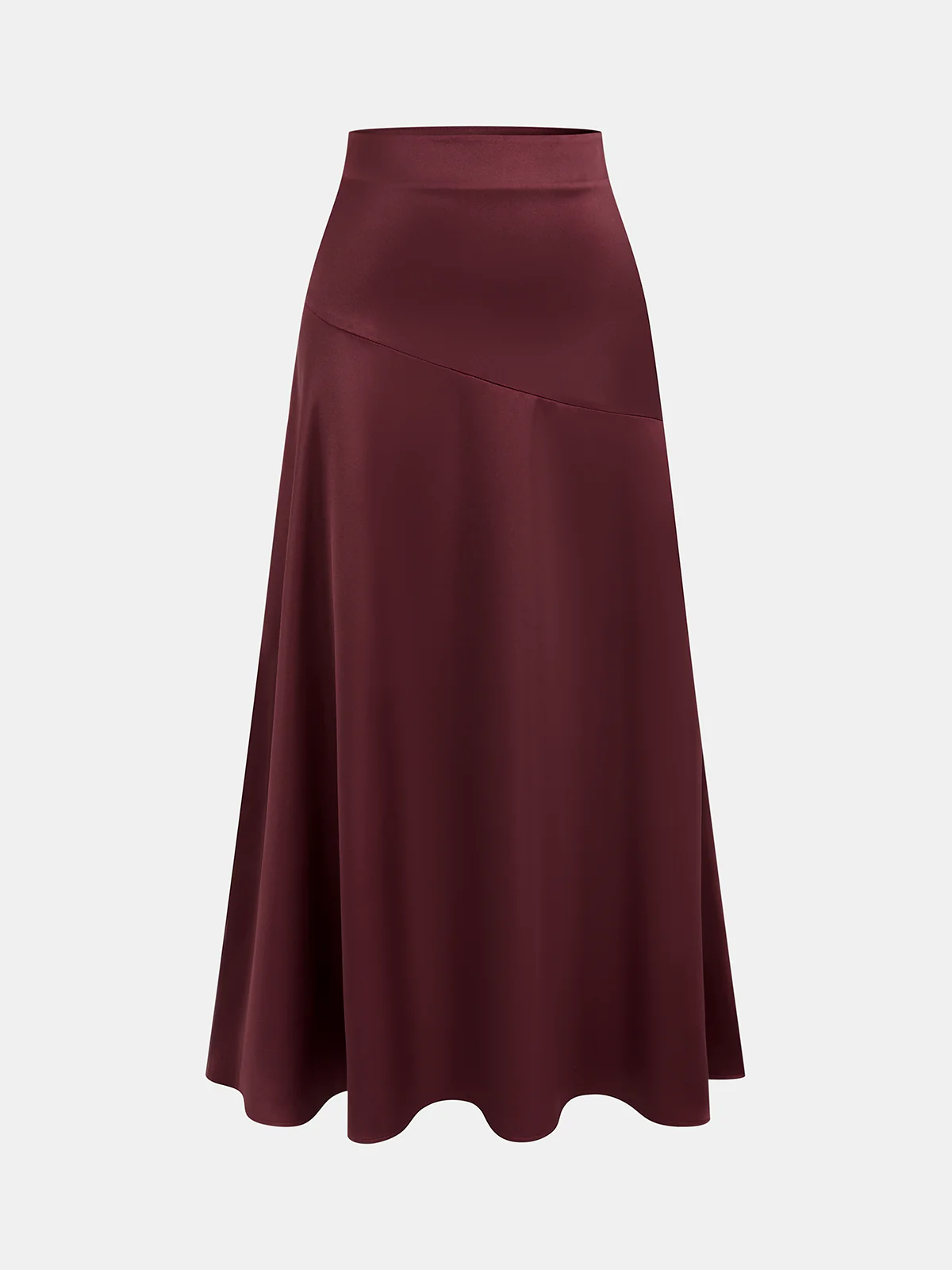 Satin Asymmetrical Midi Skirt